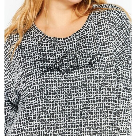 Karl Lagerfeld Paris Metallic Puff Sleeve Popover KARL Spell-Out Logo Top - Picture 2 of 13